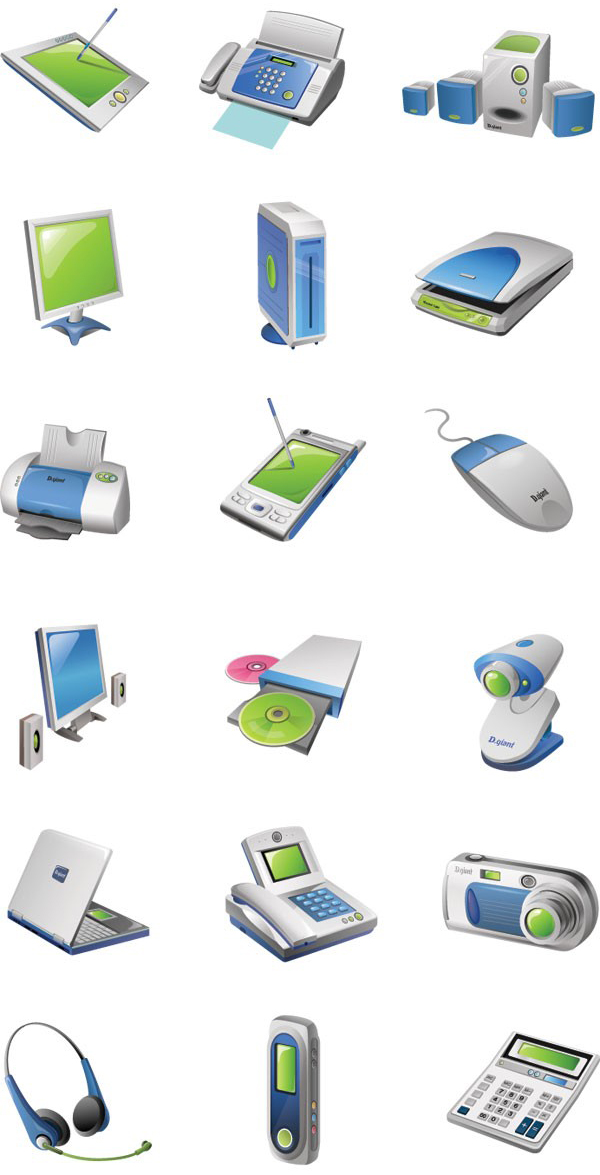 電器與辦公設備矢量圖標 現代辦公設計的視覺助手